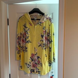 Floral Yellow Hooded Athliesure
